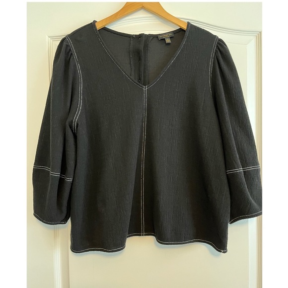 Anthro Current Air Delilah Structured Puff Sleeve Blouse - Picture 2 of 5